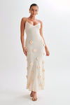 Dä frauen maxi-dress mit blüemli-design und glänzenden details für spezielle anlässe - elegantes slip-dress im floralen muster