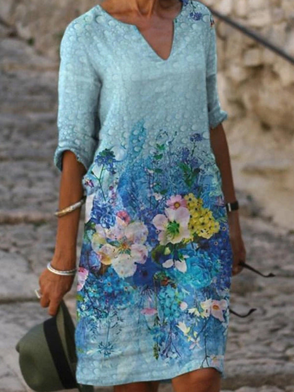 Dä damen blumendruck kleid - charmante sommermode mit lockerer passform für den alltag