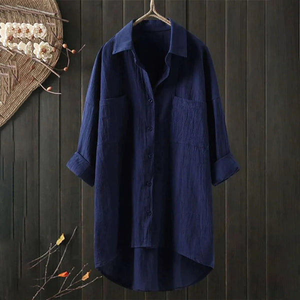 Langärmlige bluse im relaxed fit in grün – vielseitige bluse für elegante alltaglooks