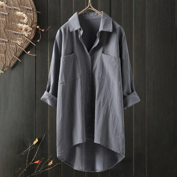 Langärmlige bluse im relaxed fit in grün – vielseitige bluse für elegante alltaglooks