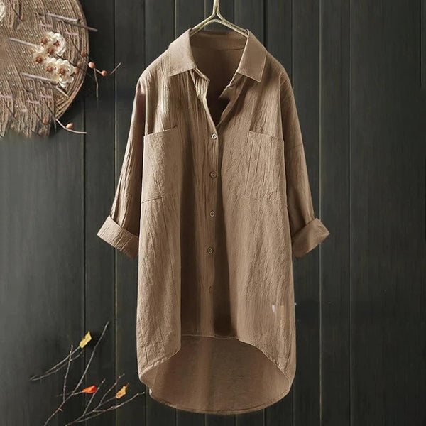 Langärmlige bluse im relaxed fit in grün – vielseitige bluse für elegante alltaglooks
