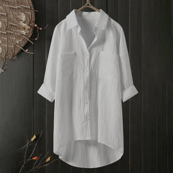 Langärmlige bluse im relaxed fit in grün – vielseitige bluse für elegante alltaglooks