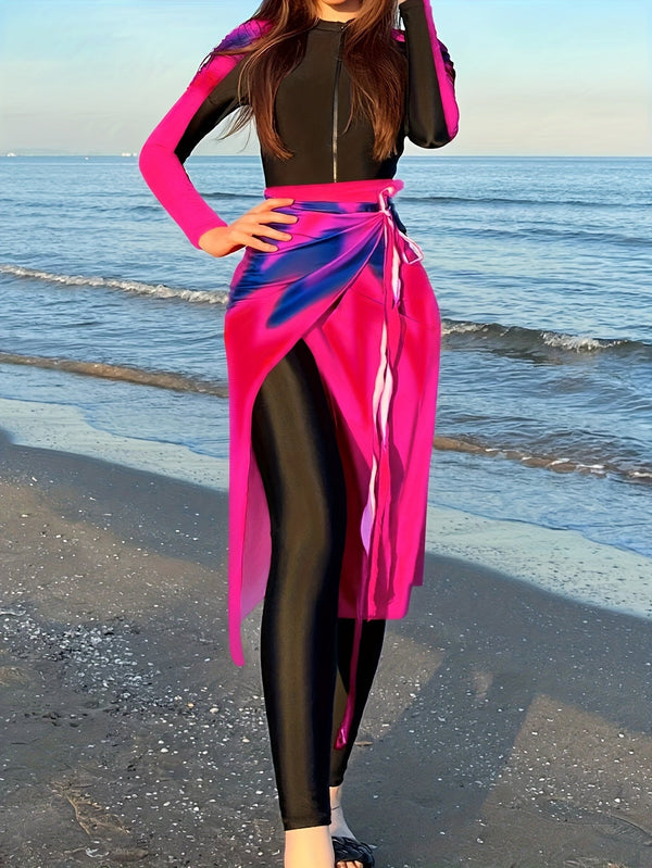 Dämmrig rosa frauen schwimmanzug mit integriertem rock - modische badebekleidung für strand und pool