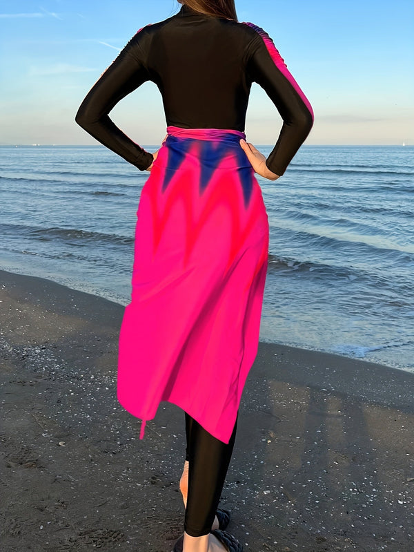 Dämmrig rosa frauen schwimmanzug mit integriertem rock - modische badebekleidung für strand und pool