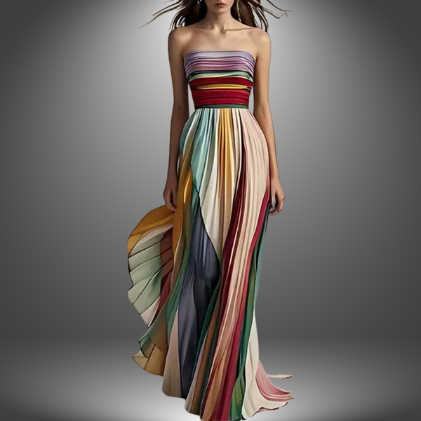 Elegante maxikleid für frauen mit falten - multikolor gown für besondere anlässe