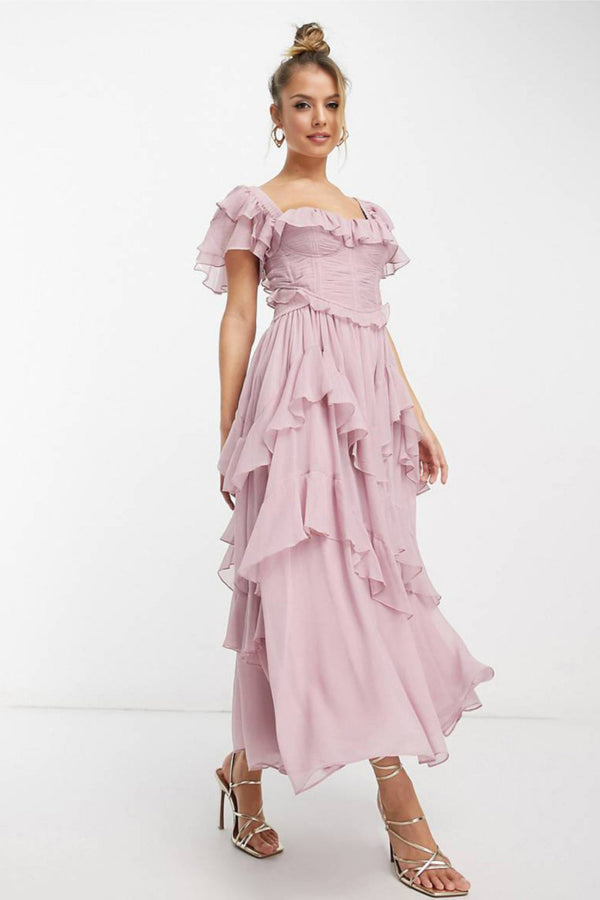 D'midi-kleid mit rüscheärmeln - elegante outfits für spezielle anlässe