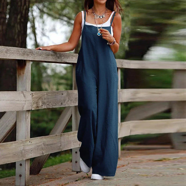 Dä oversized overall für frauen - stylische baumwoll-leinen kombination für lässige outfits