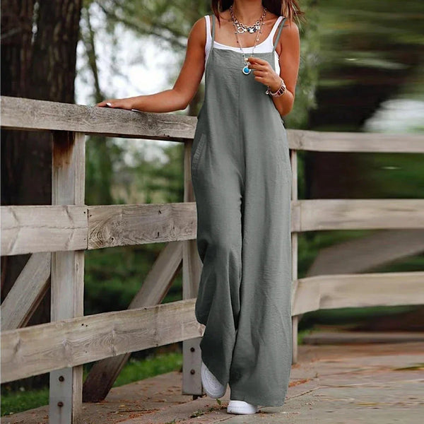 Dä oversized overall für frauen - stylische baumwoll-leinen kombination für lässige outfits
