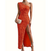 Dä frauen party dress - glänzends one-shoulder abendkleid mit seitenschlitz - eleganti formelle mode