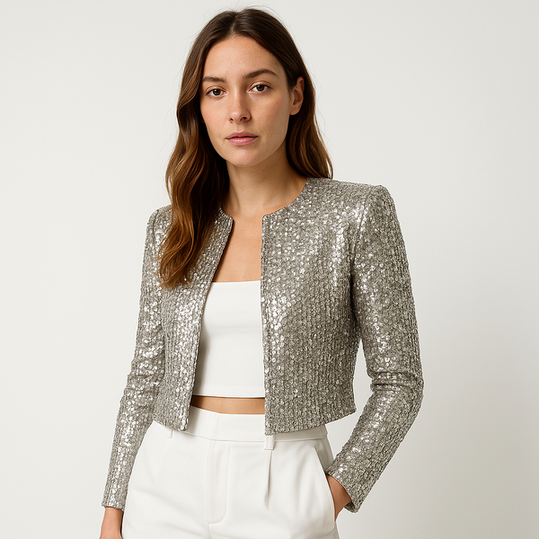 Frauen sequin jacke - elegante glamour abendblazer - schickes, stylisches überwurf