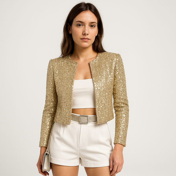 Frauen sequin jacke - elegante glamour abendblazer - schickes, stylisches überwurf