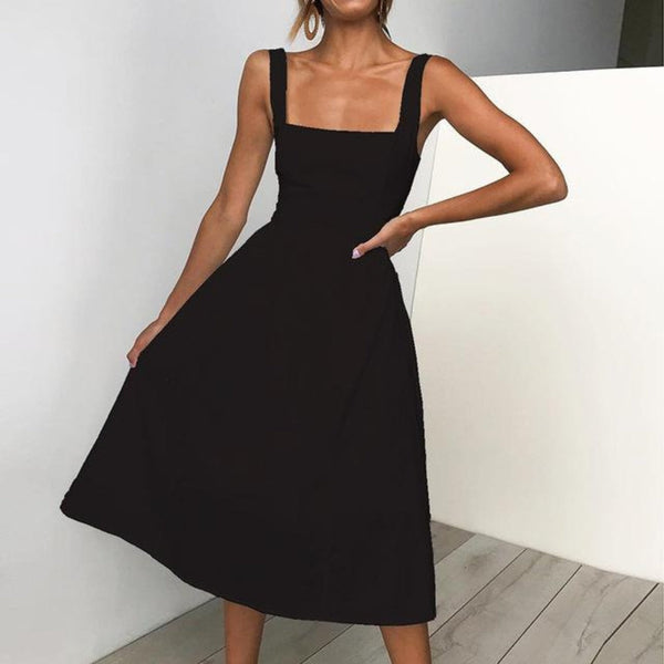 Ärmeloses midi-kleid für frauen - elegante freizeitmode für gartenfeste