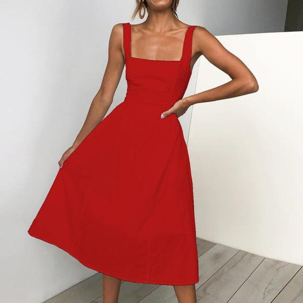 Ärmeloses midi-kleid für frauen - elegante freizeitmode für gartenfeste