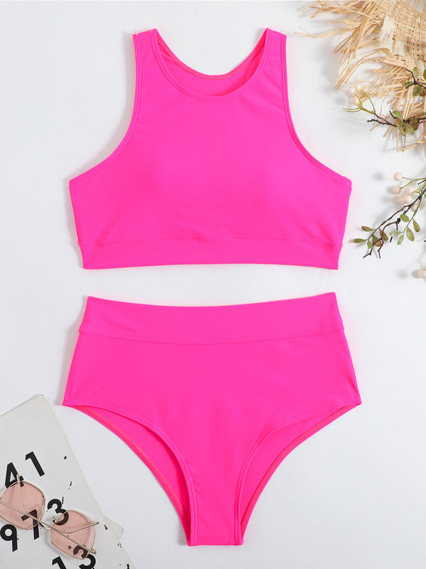 Dä womens schwimmanzug mit hochgeschnittenem bikinioberteil & unterteil - schickes zweiteiler-badeanzug für frauen