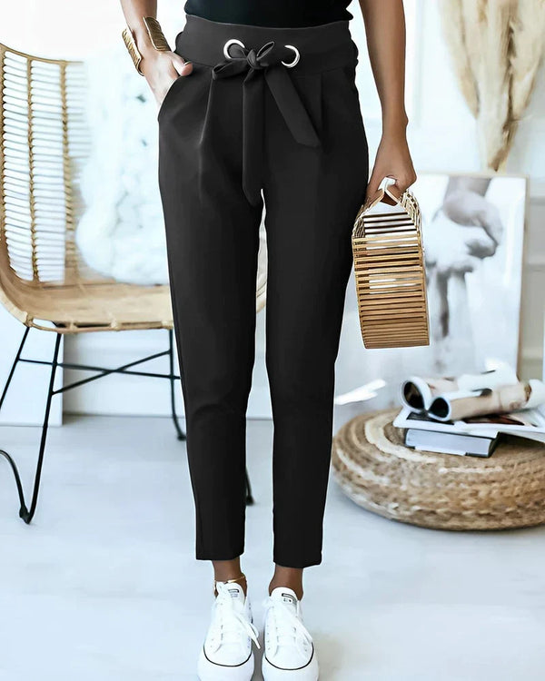 D'fraueh tach-hose mit gürtel-detail - schlanker schnitt für büro und freizeit