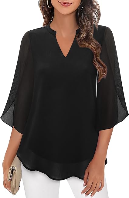 D'chäuelbluse für frauen – luftig, elegant, mit drei viertelärmel – vielseitige outfit für freizeit und festliche anlässe