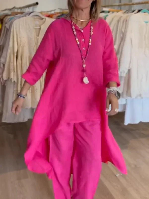 Damen tunika-shirt aus leichtem leinen-mix – lässige eleganz mit stilvollen details