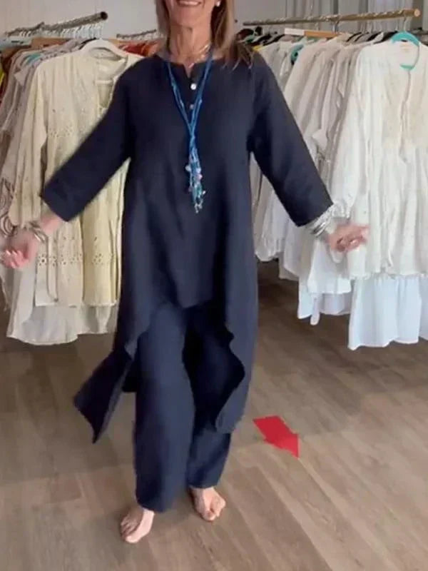 Damen tunika-shirt aus leichtem leinen-mix – lässige eleganz mit stilvollen details