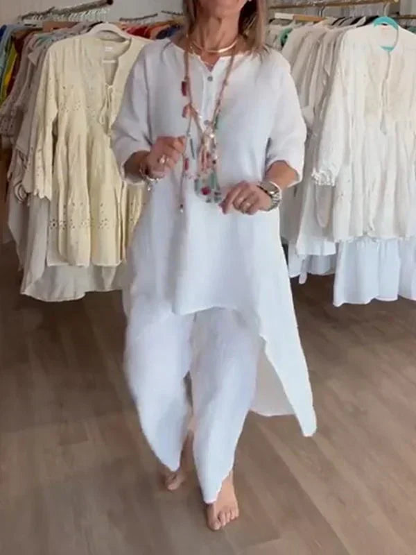 Damen tunika-shirt aus leichtem leinen-mix – lässige eleganz mit stilvollen details