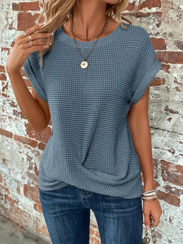D'wierter waffle-näh-t-shirt – leichte, lässige bluse für jeden tag
