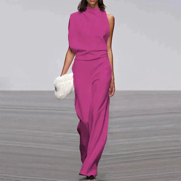 D'fraue weitbeinige jumpsuit – stylish mit einseitigem schulterdesign für abendliche anlässe