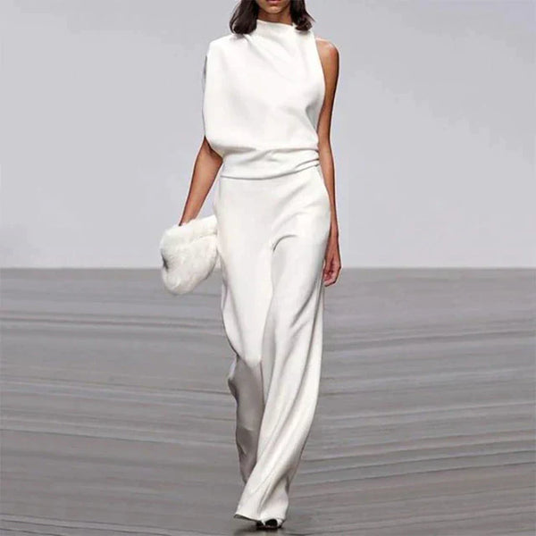 D'fraue weitbeinige jumpsuit – stylish mit einseitigem schulterdesign für abendliche anlässe