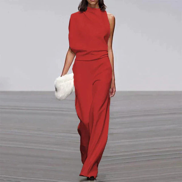D'fraue weitbeinige jumpsuit – stylish mit einseitigem schulterdesign für abendliche anlässe
