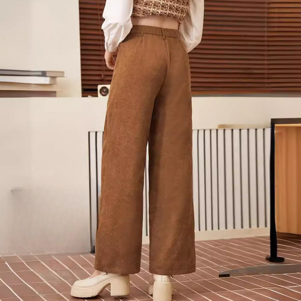 D'fraue breite hose mit hohem bund in braun – lässig für den alltag