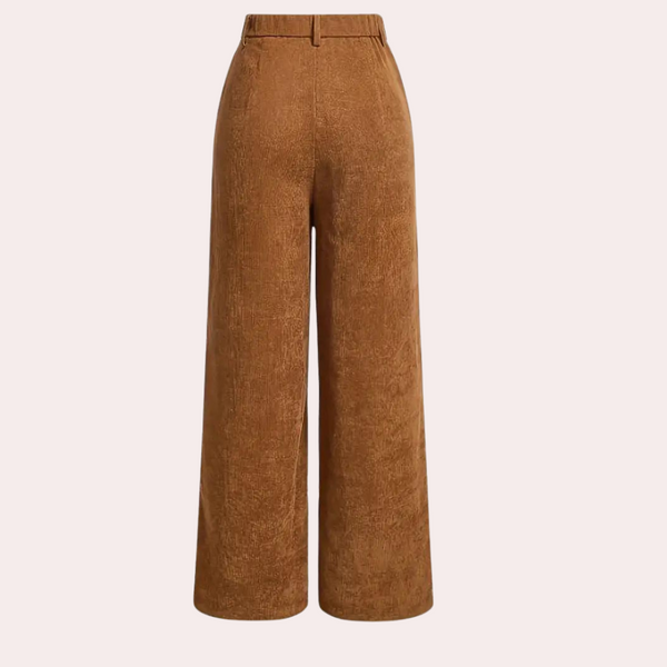 D'fraue breite hose mit hohem bund in braun – lässig für den alltag