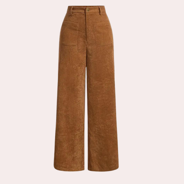 D'fraue breite hose mit hohem bund in braun – lässig für den alltag