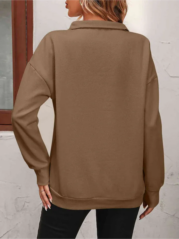 Frauen zip-pullover mit entspannter passform – lockerer layering-basic