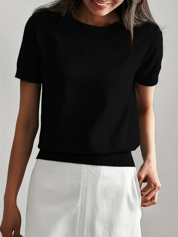 Lässiger kurzarm-jumper – gemütlicher damen stricktop