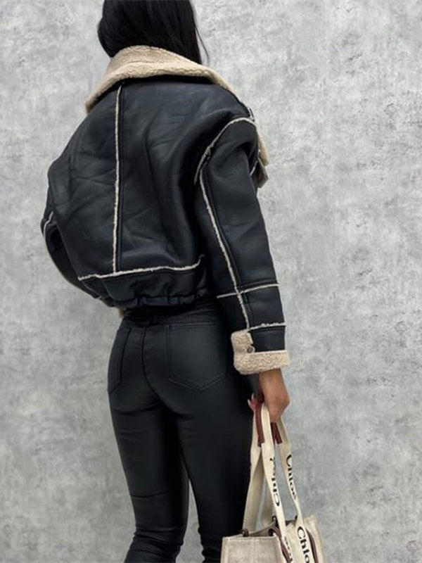 Faux bikerjacke - stylishe damen winterjacke