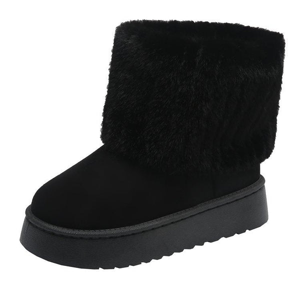Warme damen winter stiefel - stiefel mit plüschfutter und robuster sohle