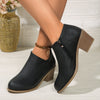 Schwarze Stiefeletten aus Damen bequeme Stiefeletten mit Blockabsatz und Reissverschluss