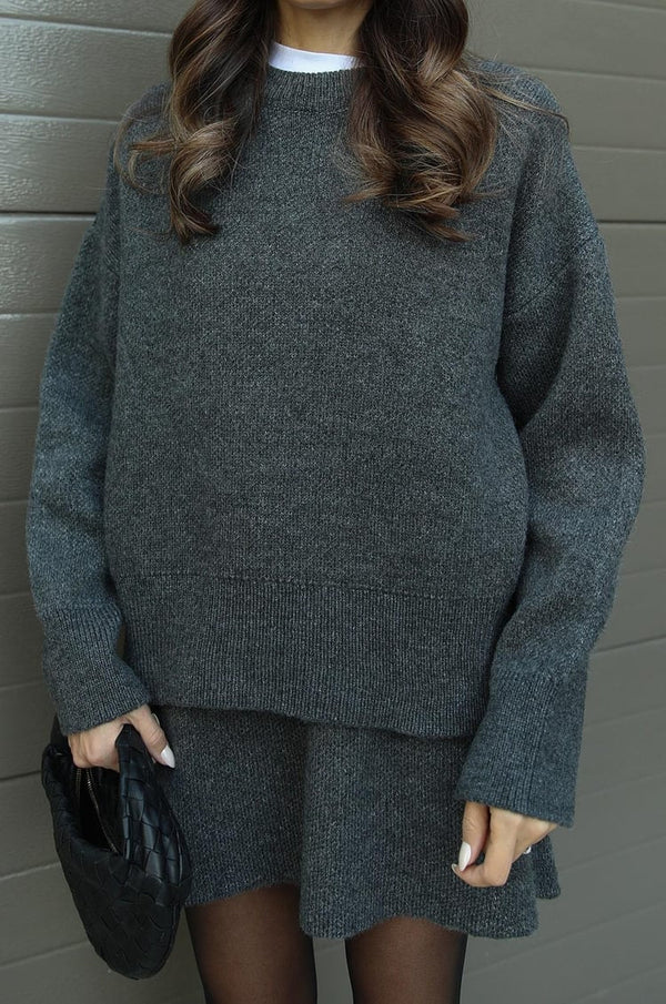 2-teiliges Strickset – Damenpullover und Rock mit relaxter Passform