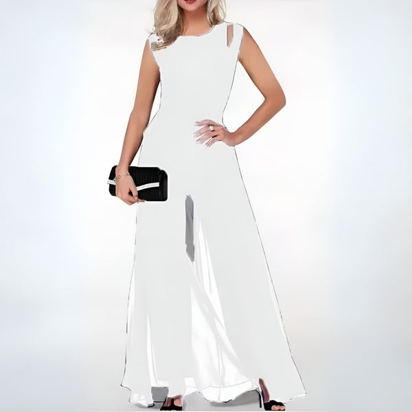 Damen jumpsuit - stilvolle chiffonbekleidung mit eleganten cut-out-details