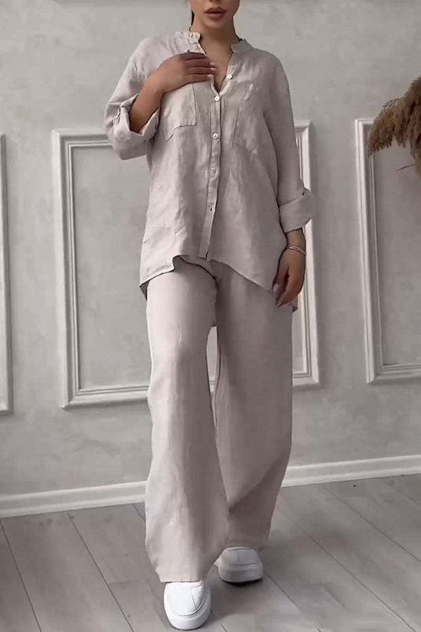 2-teilige leinen-lounge-kombination - lässiger look für damen