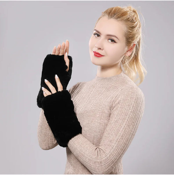 Faux-faux fur fingerhandschuhe - warm und trendy damenhandschuh