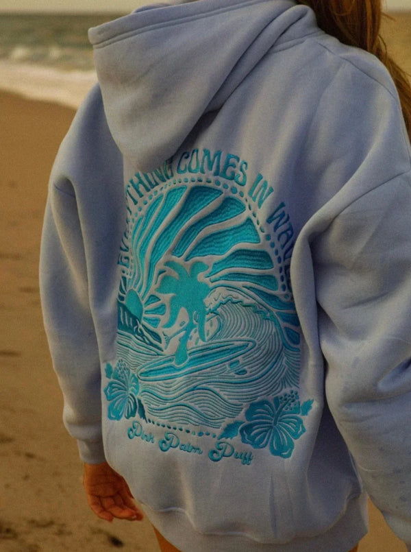 Hoodie - dames oversized pullover mit tropischem wellen-design