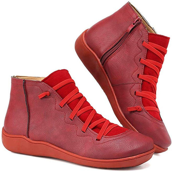 Stiefeletten aus Kunst für Damen – bequeme Schnürung