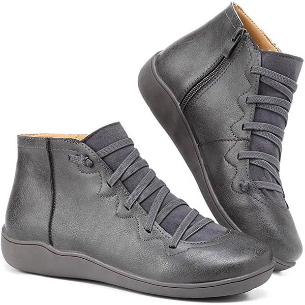 Stiefeletten aus Kunst für Damen – bequeme Schnürung