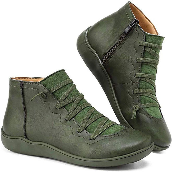 Stiefeletten aus Kunst für Damen – bequeme Schnürung