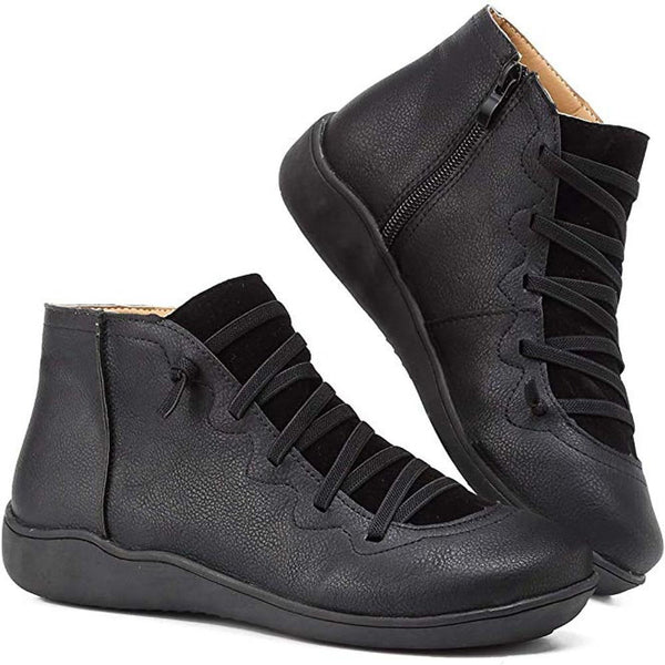 Stiefeletten aus Kunst für Damen – bequeme Schnürung