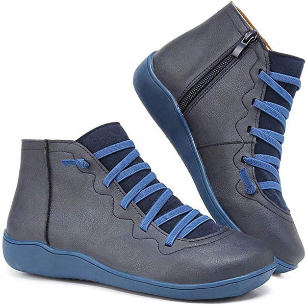 Stiefeletten aus Kunst für Damen – bequeme Schnürung