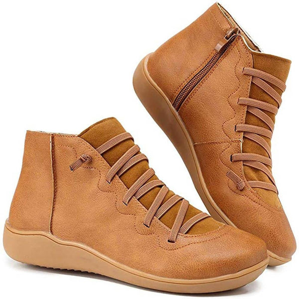 Stiefeletten aus Kunst für Damen – bequeme Schnürung