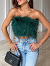 Bandeautop mit federdetails - stilvolles damen-crop-top