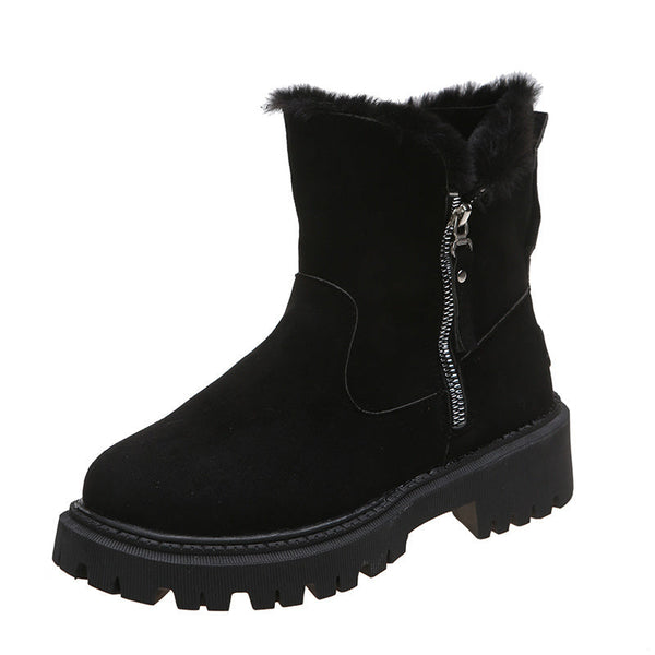Warme damen stiefeletten – winterstiefel mit plüschfutter, reissverschluss und rutschfester sohle