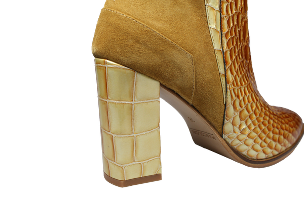 High heel stiefeletten - makellose essenzielle schlangehaut damen stiefeletten in gold-tone