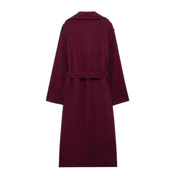 Woll-trenchcoat - eleganter langer roter damenmantel